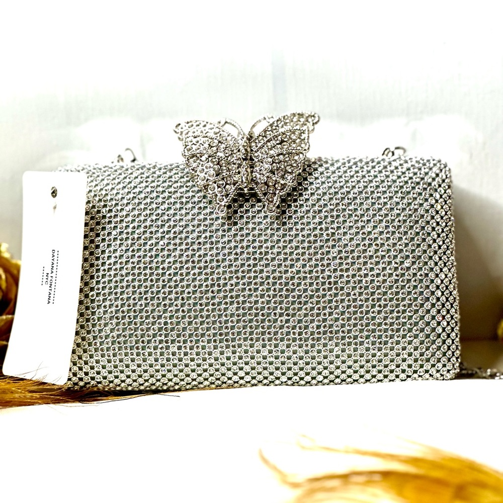 Butterfly Diamantes Beaded clutch